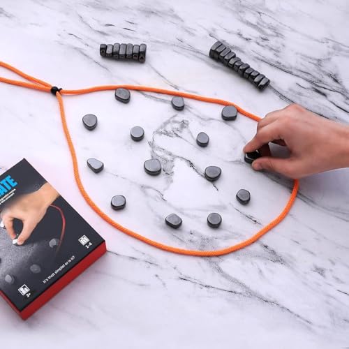Image of Awestuffs Magnet Game with 20 Magnetic Stones, 2 Strings & a Portable Storage Bag, Magnet Chess with Stones, Gifts for Kids, Teens & Adults, 2-4 Players