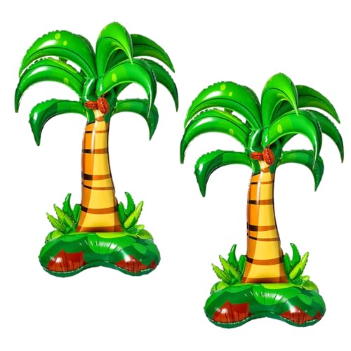 Palmier Gonflable,2 Pcs Palmiers Gonflables Jouets,Ballons en Aluminium Hawaïen,Palmiers Gonflables,Hawaïenne Ballon Géants Décorations, Décoration Fête...
