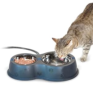 K&H Pet Products Heated Thermo-Kitty Café Outdoor Heated Cat Bowls, Feral Cat Feeding Station – No More Frozen Food or Water, 2093