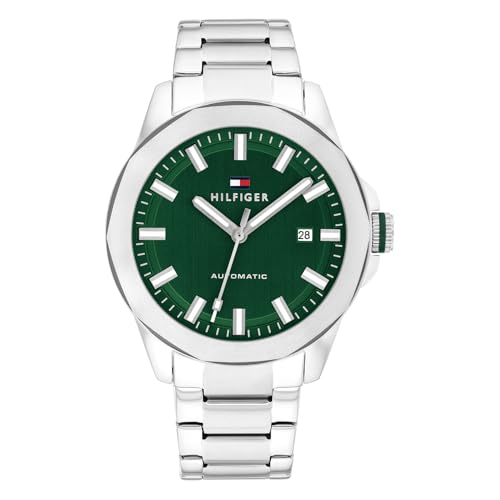 Image of Tommy Hilfiger Lars Automatic Chinese Automatic Analog with Green Dial Silver Stainless Steel Strap Watch for Men - TH1710694W
