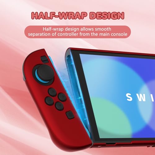 Image of PlayVital Hard Case for Nintendo Switch 2 with Extra Stand & Thumb Grip Caps | Split Design, Dockable Protective Full-Body Shell Cover for Nintendo Switch 2 | Solid Color Series (Scarlet Red)