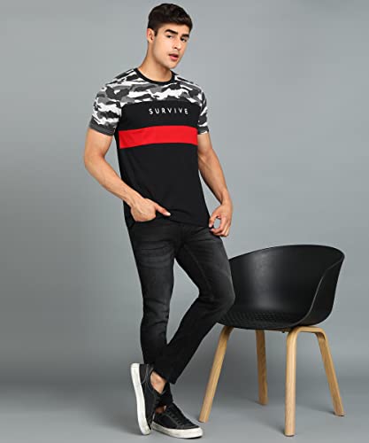 Image of Urbano Fashion Men's Military Camouflage Printed Slim Fit Half Sleeve Cotton T-Shirt