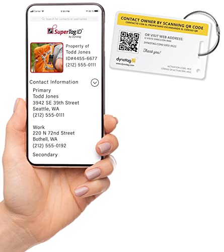 Dynotag® Web Enabled Smart Fashion Luggage Id Tags, With Dynoiq™ & Lifetime Recovery Service. 2 Identical Tags+Chains (Original White) #TOP1
