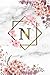 N: Cute Initial Monogram Letter N College Ruled Notebook. Pretty Personalized Medium Lined Journal & Diary for Writing & Note Taking for Girls and Women - Grey Marble & Gold Pink Floral Print