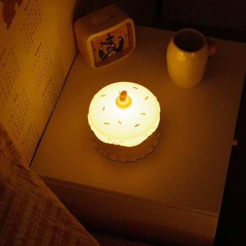 Lámpara de noche silicona forma pastel cumpleaños LED miniatura 4