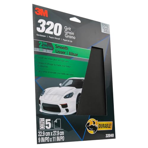 Image of 3M Wetordry Sandpaper, 32040, 320 Grit, 9 inch x 11 inch, 5 Sheets Per Pack