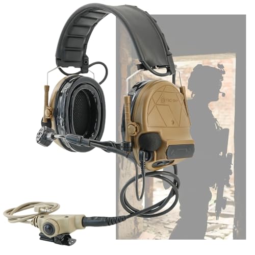 HEARFALCOM C5XPI Tactical Headset Noise Canceling Pickup & U94 V2 PTT Adapter for UV5R Two-Way Radio Hunting Shooting (CB)