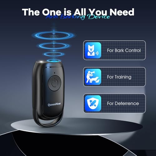 Queenmew Anti Bell Gerät Hunde, Tragbarer Antibell Ultraschall Gerät, Leistungsstarkes Hunde Bellen Stoppen, AntibellGerät fürHunde mit LED, Anti BellenGerät Drinnen Draußen für Kleine GroßeHunde
