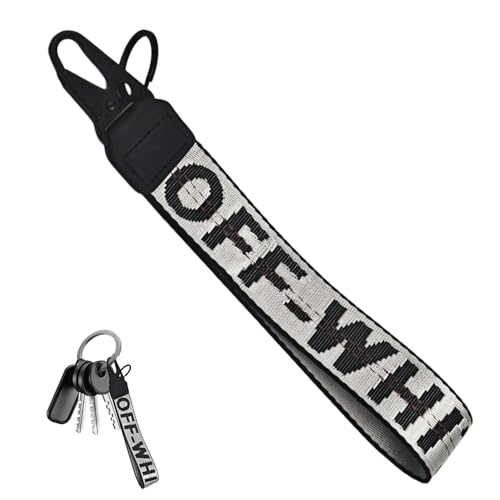 YCLBLDW Fashionable Car Key Chain Fabric Wrist Strap With Key Ring, Key Chain Accessories Can Be Used For Car Keys, Wallets, Jeans Decoration(white)