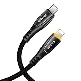 [ Type C to Phone 14 Pro Max ] Mcdodo Power Off/On LED Smart Auto Disconnect 18W PD Fast Charge Cord Nylon Braided Sync Charge USB Data 6FT Cable Compatible New Phone List Below (Black, 6FT/1.8M)