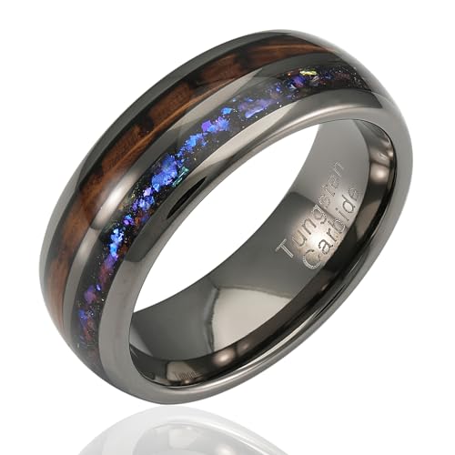 100S JEWELRY Whiskey Barrel Nebula Orion Galaxy Inlaid Gunmetal Tungsten Rings For Men Wedding Band Size 6-16