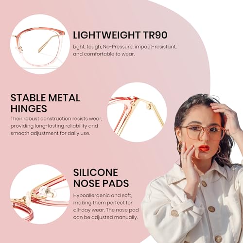 Image of Cyxus Stylish Blue Light Glasses for Woman, Lightweight Computer Glasses for Screen Time Anti Eye Strain for Work, Daily Use