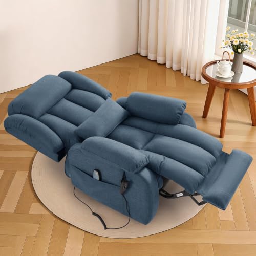 Image of Infinite Position Lay Flat Power Lift Recliner Chair for Elderly, Blue