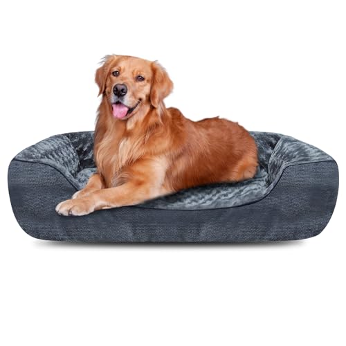 Wikoan Extra Large Dog Bed Grey, XL Dog Bed Washable No Dust and No Odor Fluff, Dog Beds Extra Large for Labrador, Chihuahua, Springer Spaniel, etc,86 * 67 * 23CM
