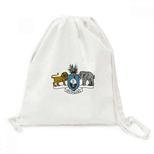 Toile Drawstring Backpack robuste avec emblème Swaziland durable