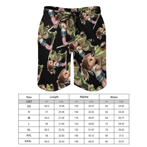 Princess Kisses The Frog Men's Swim Trunks Quick Dry Board Shorts Hawaiian Beach Shorts With Pocket2