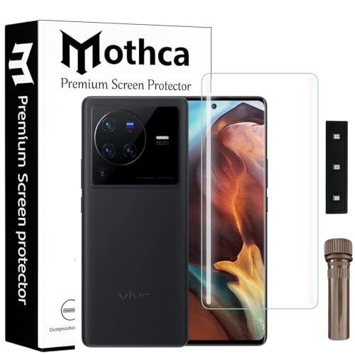 Image of Mothca Curved UV Tempered Glass Screen Protector for Vivo X80 / X80 Pro | Transparent | Pack of 1 | Full Screen Coverage with UV Installation Kit