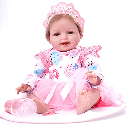 REBORN人形22インチ55 cm手作り赤ちゃん人形柔らかいレアルな赤ちゃん人形幼児の幼児の誕生日おもちゃクリスマスギフト（目を開く）,Aのサムネイル