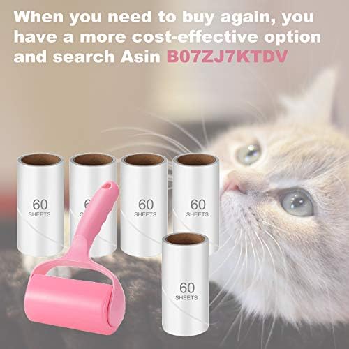 300 Sheets Lint Roller for Clothes, Pet Hair Remover, TCEBUY Extra Sticky Lint Remover Brush, Clothes Cleaner Roller, 1 Roller + 5 Refills
