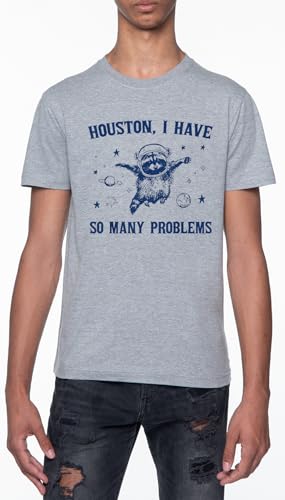 Newtee Houston I Have So Many Problems T-Shirt Manica Corta Grigia Girocollo da Uomo
