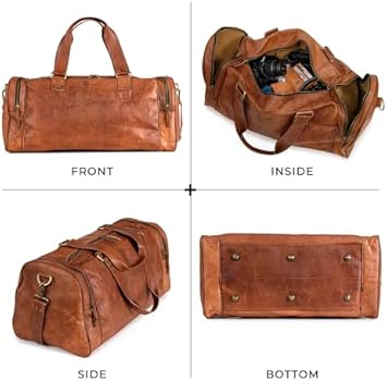 Berliner Bags Leren Reistas Oslo Weekender voor Reizen Gym Heren Dames Vintage Bruin 45L