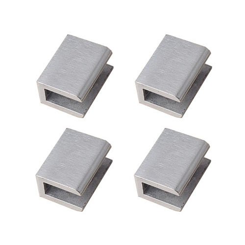 4pcs Adjustable 304 Stainless Steel Glass Clip Clamp Shelf Holder Bracket Support 0.23"-0.35", Brushed Finish Flat Surface, 2 Pairs Wall Mounted