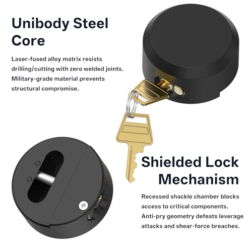 Image of 4 Pack 2.9 Inch(73mm) Hidden Shackle Padlocks Keyed Heavy Duty Reinforced Surface Puck Lock,Chrome Trailer Puck Padlocks for Enclosed Trailers,Shipping Containers,Storage Units