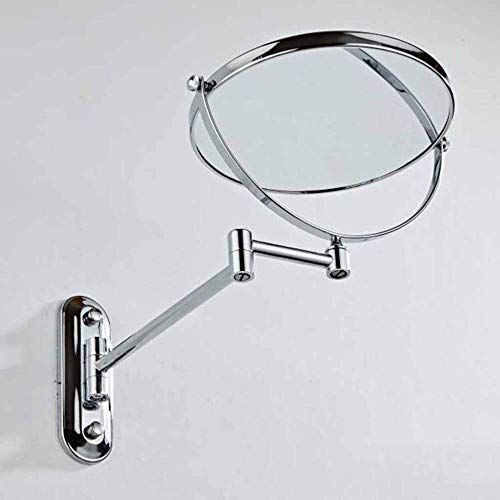 Miroir cosmétique mural 5X argenté rotatif extensible design chic hôtel - 7
