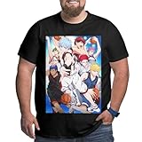 KARFRI Anime Big Size Mens T Shirt Kuroko's Basketball Crew Neck Short-Sleeve Tee Tops Custom Tees Shirts Black, 3X-Large