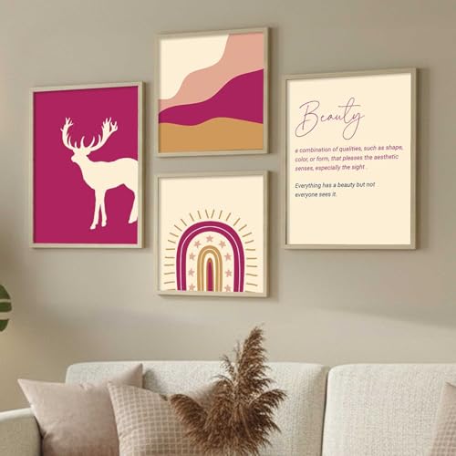 Image of kotart Wood Modern Wall Art Framed Paintings For Wall Decoration - Wall Paintings For Living Room, Bedroom - Wall Decor /Room Decor Set of 4 (Art 2, Big (13x17 or 13x13 inch))