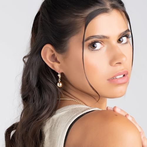 Barzel 18K Gold Plated Dangling Ball Drop Earrings, 8-12mm Sizes, Gold Plated, Tarnish Free, Made in Brazil3