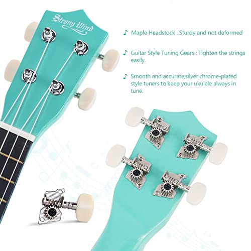 strong wind soprano ukulele 21 inch basswood ukeleles for beginners four strings hawaiian guitar christmas ukulele for adults teenagerslight blue