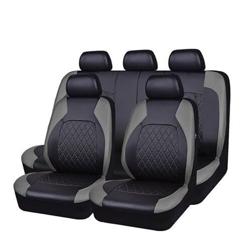FZTZSQ 1 Set Leather Car Seat Cover Sets for Ford Focus 2011 2012 2013 2014 2015 2016 2017 2018, Breathable Waterproof Comfortable Car Seat Interior Protect Accessories,Grey