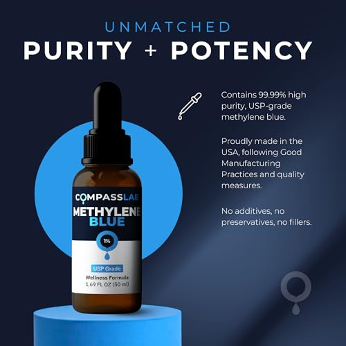 image for Compass Laboratory Methylene Blue 1% Solution | USP-Grade Research For
