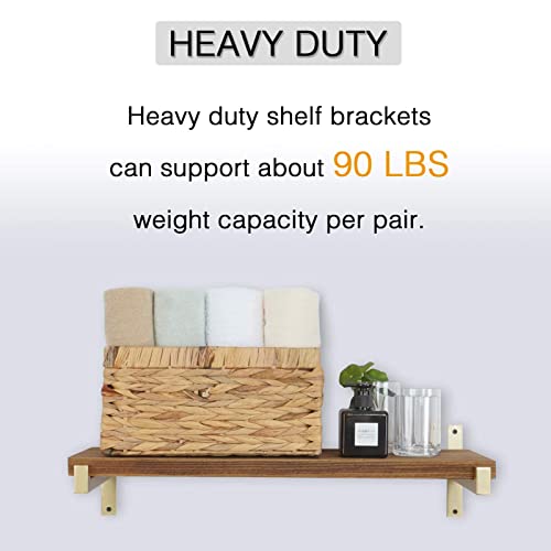 Ovov 4 Pcs Steel Heavy Duty Shelf Brackets Wall Mounted Industrial Metal Shelf Supports (Gold) 8" #TOP4