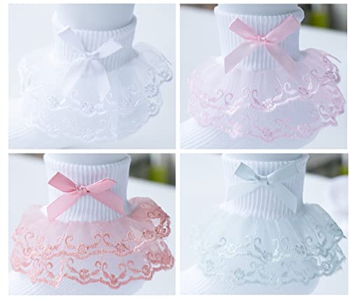 Toddler Baby Girls Ruffle Lace Socks Princess Dress Double Lace Cotton White Frily Socks3