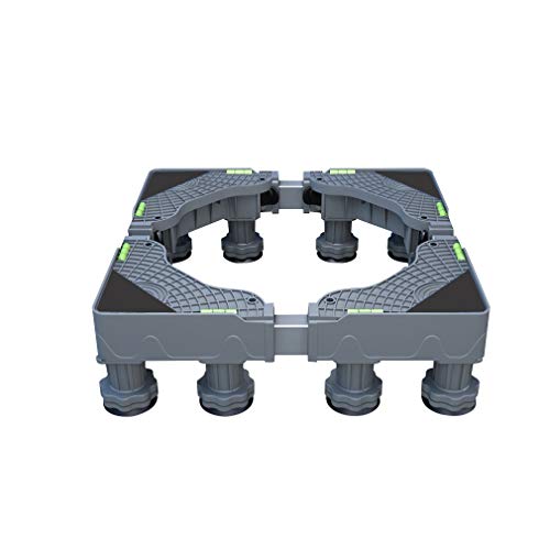 Base multifuncional ajustable para lavadoras y refrigeradores de 41 a 66 cm de largo, ancho de 10 a 12 cm de alto, resistente a la humedad, 8 y 12 patas, color gris, perfecto para secadoras y