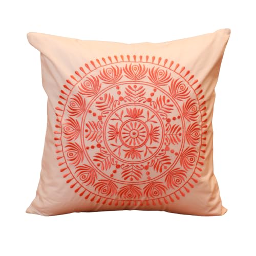 Image of Sunlit Mandala Embroidered Cushion Cover- Pack of 1