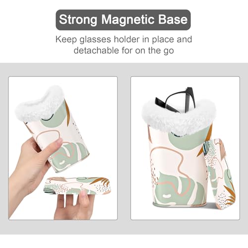 Image of Eyeglasses Holder,Plush Lined PU Leather Pattern Stand Case with Magnetic Base,Unisex for Women Men