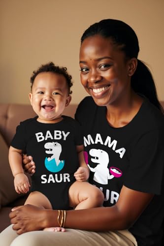 Tstars Mama and Baby Saur Matching Outfit Set - Mom Shirt and Bodysuit Gift for Baby Shower or Mother's Day3
