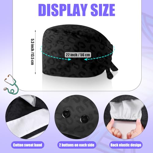 Image of Unittype 4 Pcs Nurse Caps for Women Nursing Working Caps with Button and Sweatband Adjustable Elastic Scrub Hats for Dentist