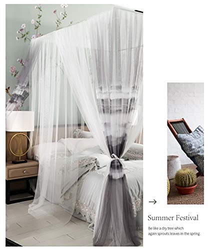 Mosquitera de cama de princesa azul de 4 postes para habitación infantil 7