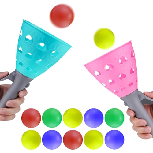 XLZJYIJ Fangball Spiel Kinder, Fangbecher mit Bällen, Ball Fang Spiel, Fangbecher Ballspiel mit 2 Startkörben und 10 Bällen, Fang Den Ball Wurfspiel, Outdoor Indoor Spiele Aktivitäten für Kinder