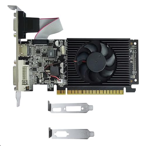 Tarjeta gráfica GT210 de 1GB DDR3 con perfiles de montaje para torre PC