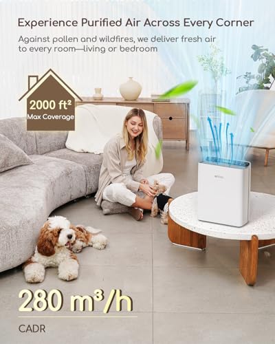 afloia air purifier for home large room bedroom up to 2000ft with pm25 air quality monitor smart auto mode washable pre filter cleaner for pet europa 20