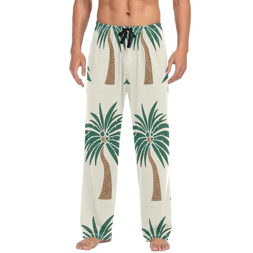 Men's Pajama Pants Vintage Palm Trees Sleep Pajama Lounge Pant with Pockets, Elastic Waistband