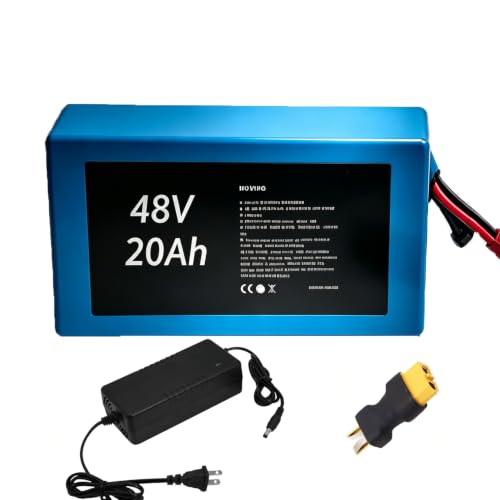 48V 20Ah Universal Power Pack Battery| 30A BMS & Waterproof PVC Case | T-Plug Ready & T-Plug to XT60 Adapter | 200-1000W Systems Support Outdoor/Powertool/DIY Equipment