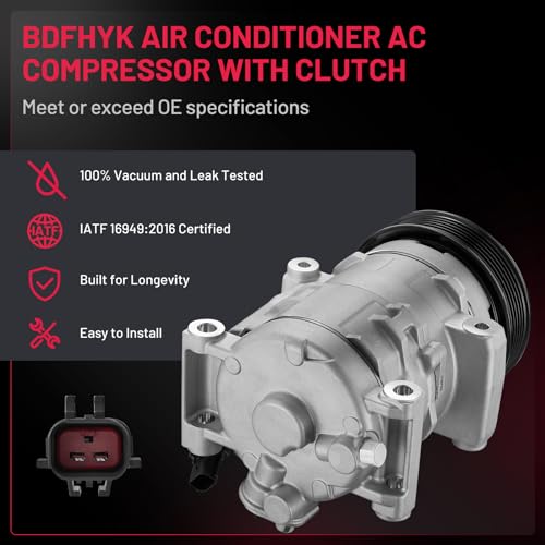 BDFHYK Air Conditioning A/C Compressor with Clutch Compatible with Dodge Grand Caravan, Journey, Avenger 2011-2020 2.4L 3.6L, Compatible with Chrysler Town & Country/ 200 2011-2016, Replace# 97320