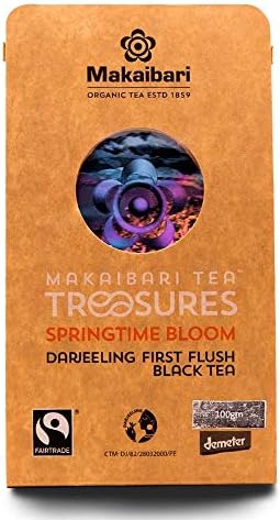 Makaibari Tea Treasures Springtime Bloom 100 Gm Loose Leaf First Flush Black Tea | USDA Organic Certified Darjeeling Black Tea|Single Estate Loose Leaf Chai | Since 1859 | 50 Cups,100 Gm