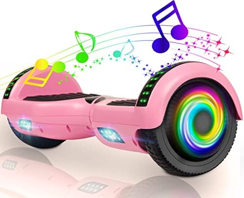 YHR 6.5" Hoverboard -Self Balancing Scooter 2 Wheel Electric Scooter - UL Certified 2272 Bluetooth W/Speaker, LED Wheels and LED Lights (Pink)
